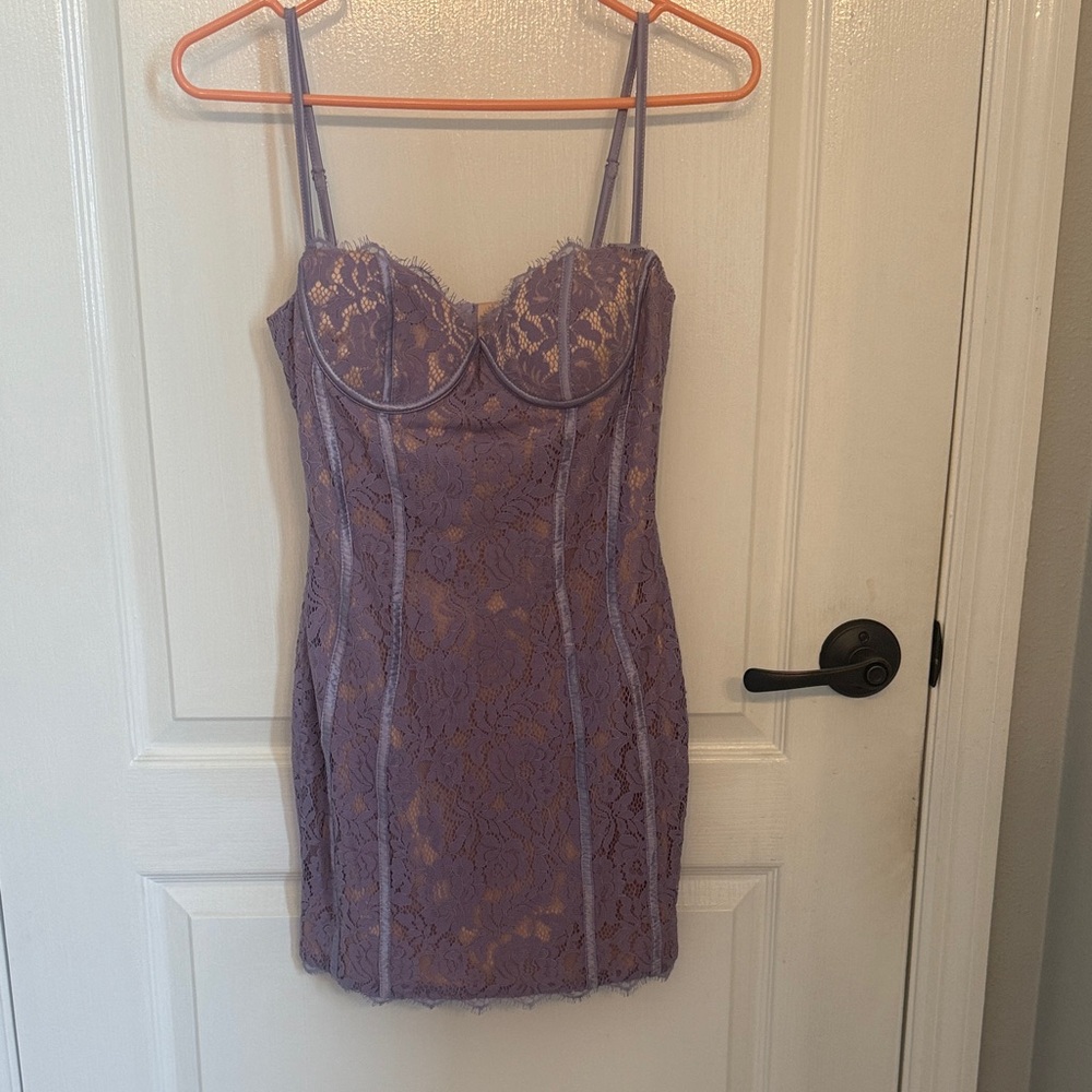 Purple Lace Bustier Dress